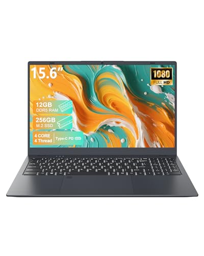Laptops 2025 with 12GB DDR5 RAM 256GB SSD, 15.6 Inch FHD Laptop Computer, N95 Processor(up to 3.4GHz), Backlit Keyboard, Fingerprint Unlock, WiFi 6, Bluetooth 5.3