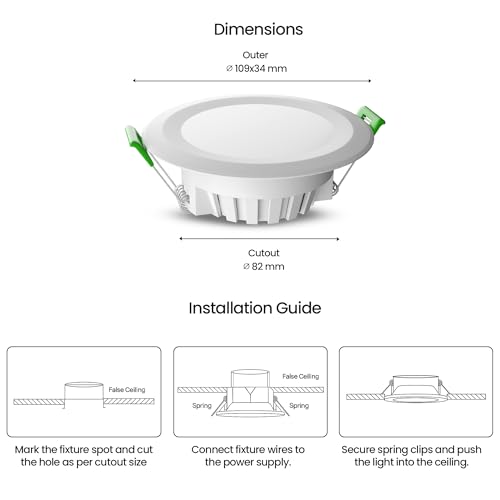 Image of LEDURE Sky Downlight 7W | Extra Bright | Concealed LED Light | Ceiling Light | 7W Warm White Round Downlight |Recessed Mount for Glare-Free | Cutout - 3 inch (Pack of 20)