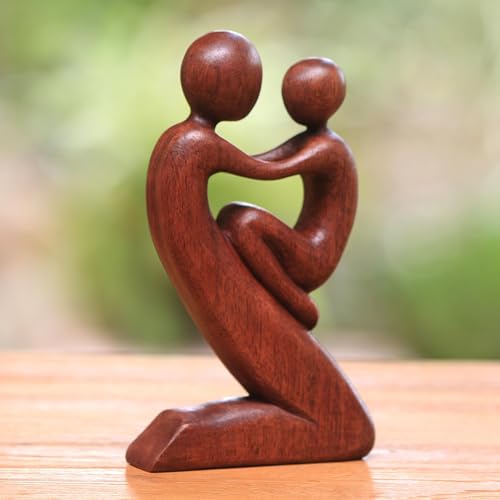 Escultura de madera tallada a mano novica marrón miniatura 4