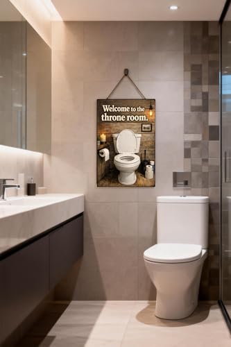 Welcome To Throne Room Bathroom Humor Metal Tin Sign Rustic Toilet Wall Decor Funny Restroom Quote Plaque Vintage Farmhouse Bar Home 8x12 Inch Pre Drilled Hanging Art Man Cave Gift Office Pub Cabin - Image 3