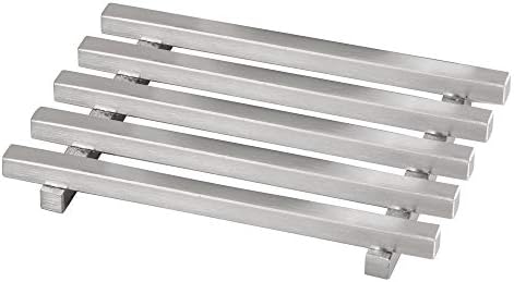 iDesign Kyoto Soap Dish/Holder, Lattice Design, Made of Stainless Steel, Brushed Stainless Steel