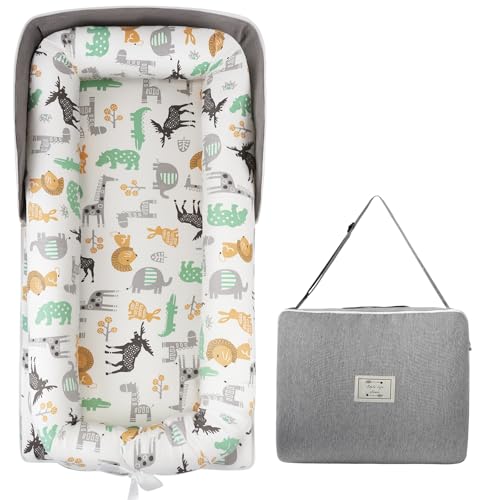 Babynest Babynestchen Neugeborene 0-24 Monate, Baby Nestchen Tragbar Nestchen Baby Waschbar mit Verstellbarem U-Fußsack,Tragbar & Verwandelt Sich In Rucksack,Baby Erstausstattung Neugeborene