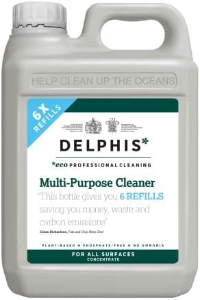 Delphis Eco Multi-Purpose Cleaner - Plant-based, Vegan General Cleaning Spray, Free from Fragrances, Chlorine and Phosphates, EU Ecolabel Accredited, 2 Litres