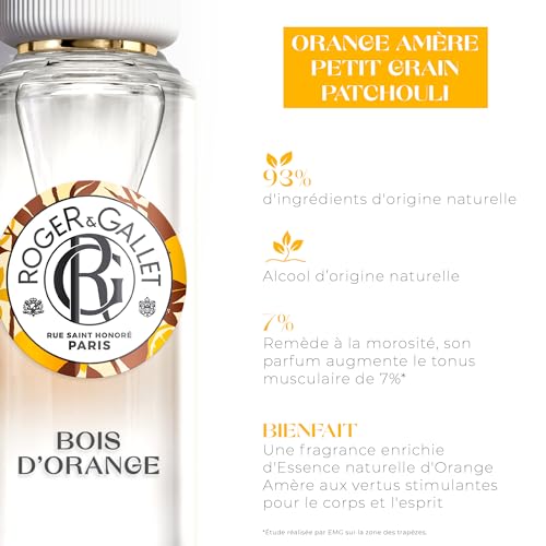 Roger&Gallet - Eau Parfumée Bienfaisante Bois d'Orange 30ml - Orange amère Petit grain Patchouli - 93% d'ingrédients d'origine naturelle (Lot de 2)