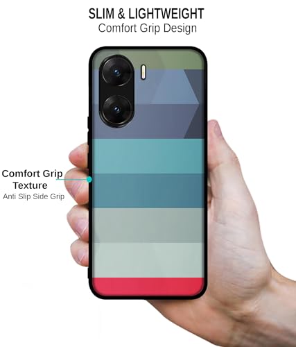 Image of Colorful Lines Design Premium 2D Printed Metal Back Case Cover for Vivo V29E 5G