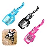 JLEivvi 3 PCS Cat Poop Scoop Durable Cat Litter Scoop Deep Shovel Cat Litter Scooper Litter Tray Scoop Kitty Scoop Pet Poop Cleaning Tool for Pet Poop(Blue,Pink,Black)