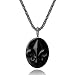 Produktbild coai Geschenkideen Unisex Glückskette mit Oval Anhänger aus Obsidian Fleur De Lis Anhänger Amulett Halskette 50cm