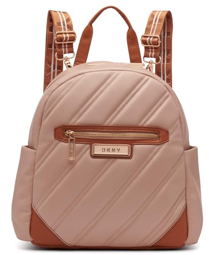 DKNY Solid Softside Backpack with Adjustable Straps, Cappucino, 14
