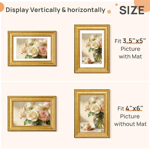 Image of upsimples 4x6 Picture Frame, Vintage Frames Decor, 1Pack Gold