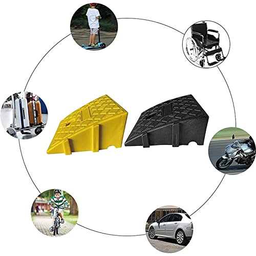 Portable Curb Ramps, Plastic Kerb Ramps, Lightweight Heavy Duty Threshold Ramp Pvc Plastic Drive Ramps With Expansion Bolts For Driveway, Sidewalk, Car, Scooter, Bike, Motorcycle,Yellow,25X27X11Cm #TOP6