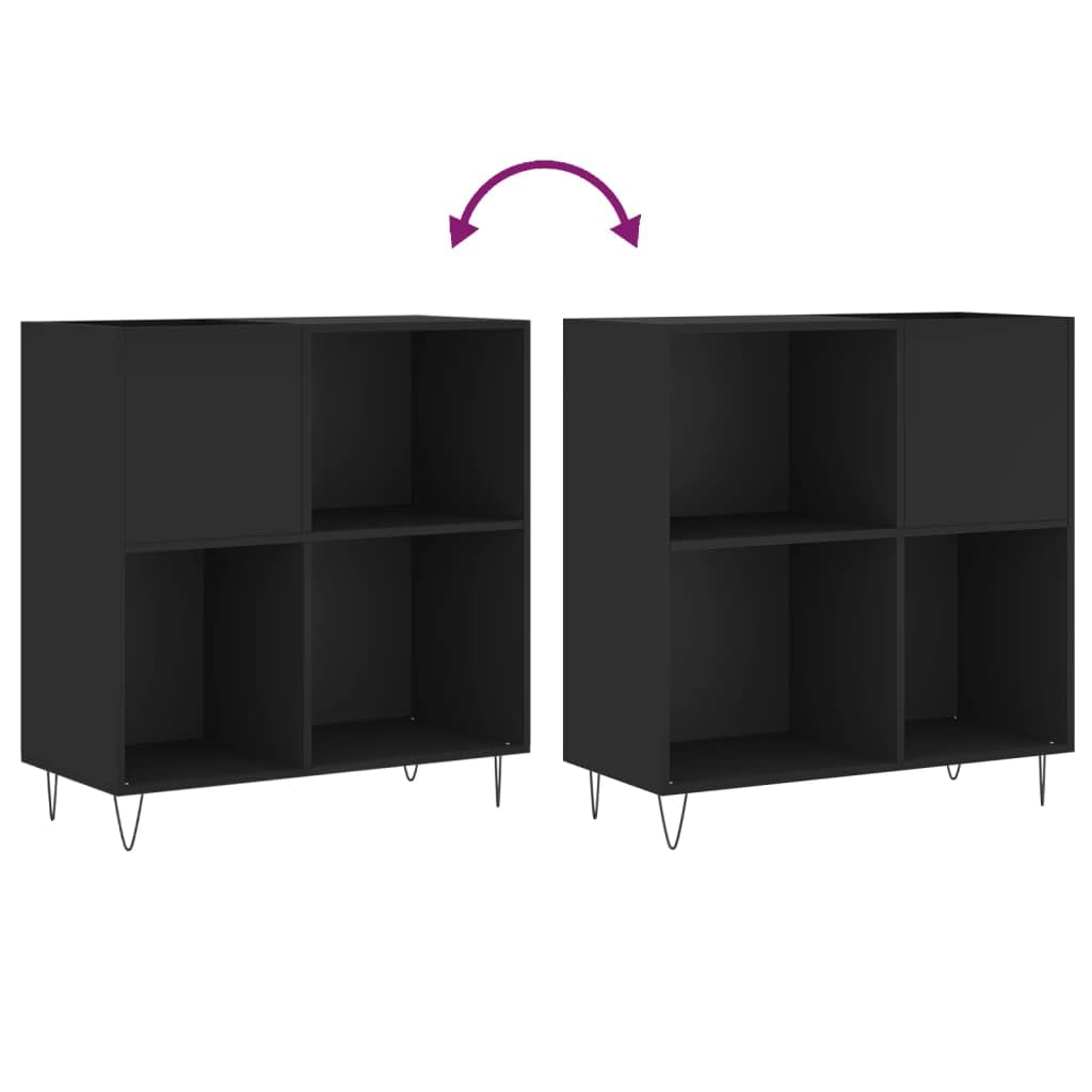 Mobile Porta Dischi Nero 84,5x38x89 cm in Legno Multistrato-Supporto per Giradischi,Supporto per Giradischi in Legno,Supporto per Giradischi con Spazio di archiviazione