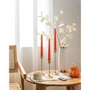   Orange-Flameless-Taper-Candles-with-Remote-and-Timer-965-Inch-Real-Wax-LED-Candlesticks-Fall-Taper-Candles-Battery-Operated-with-3D-Flickering-Flame-Thanksgiving-Candles-for-Table-3-Pack