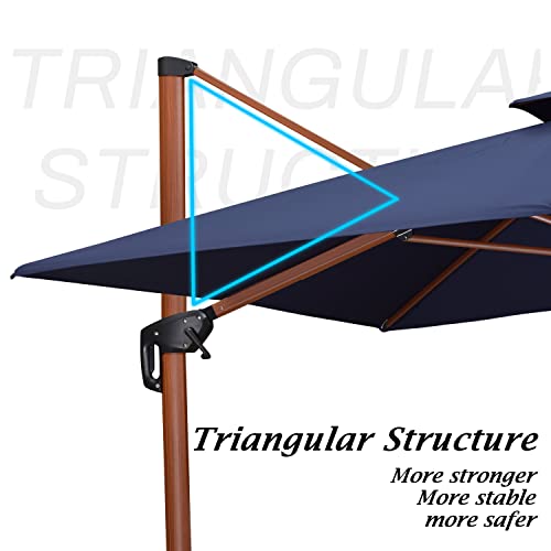 Purple Leaf 11Ft Patio Umbrella Outdoor Round Umbrella Large Cantilever Umbrella Windproof Offset Umbrella Heavy Duty Sun Umbrella For Garden Deck Pool Patio, Navy Blue #TOP7