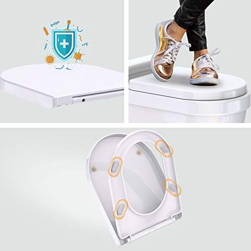 XPGEREP Abattant WC Fermeture En Douceur, Fixation Simple Bas, Lunette De WC Cuvette De Toilette Facile Nettoyer, Forme De U(Size:43.5x34.5cm,Color:Blanche