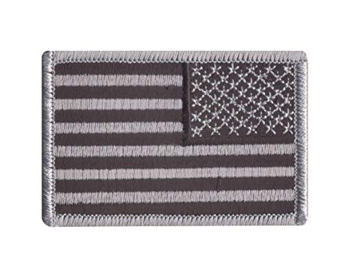 Rothco Iron On/Sew On Embroidered US Flag Patch (Black/Silver Reverse)
