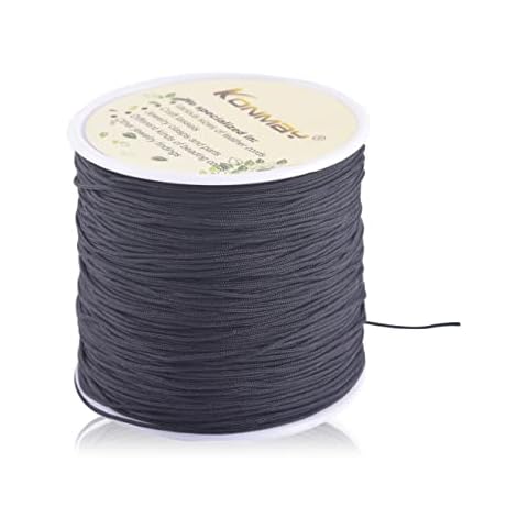 KONMAY 0.8mm Braided Nylon Bracelet Making String Cord, Trim Thread for Chinese Knotting, Kumihimo, Beading, Macramé, Jewelry Making, Sewing, Black Cover