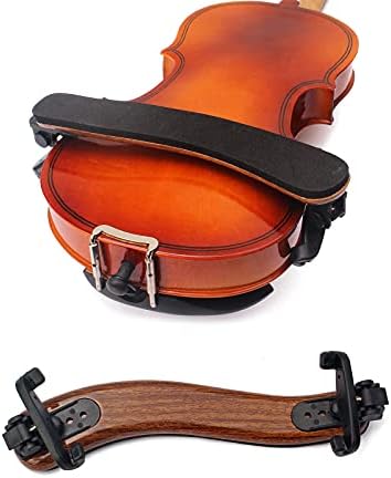 Meech Violin Shoulder Rest 4/4-3/4 Size with Foldable Plastic FeetViolin Accessories Wood Grain Perfect for Beginners and Professionals