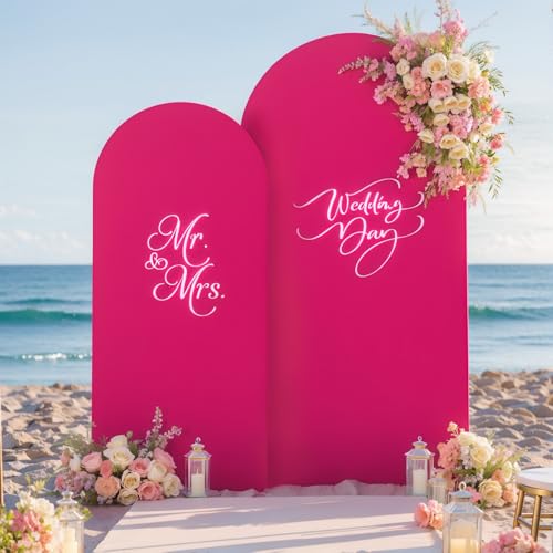 Hot Pink Arch Backdrop Covers 7.2FT 6FT Party Wedding Arch Covers Stretchy Backdrop Set of 2 Baby Shower Bridal Shower Photo Birthday Spandex Pink Arch Stand Cover