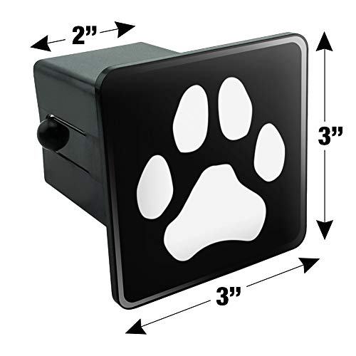 Graphics & More Paw Print Dog Cat White On Black Tow Trailer Hitch Cover Plug Insert 2" #TOP4