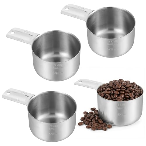 4 Pack 1 Cup Stainless Steel Measuring Cup Metal Measuring