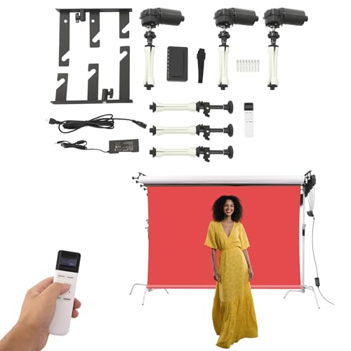 3 Roller Motorized Electric Background Support System Wall Ceiling Mount Backdrop Holder with Remote, Photography Backdrop Wall Mount Roller System for Photo Studio (3 Roller)