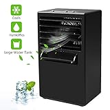 Air Conditioner Fan, OVPPH Mini Portable Desk Fan 9.5-inch Personal Misting Table Fan Small Evaporative Air Cooler Circulator Humidifier for Office, Dorm, and More (Black)