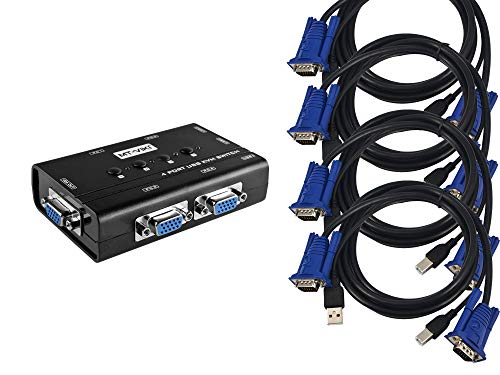 KALEA INFORMATIQUE KVM Switch Sharing Box para 4 PC. Monitor VGA, teclado y ratón USB, con cables KVM suministrados.