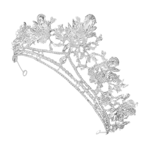 Tiara barroca plateada para mujer cristales brillantes pequeña corona princesa bodas