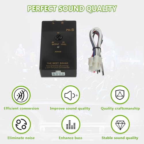 EPLZON PH-2 Car Audio Speaker Wire to RCA Line Output Converter 2 Channel High to Low Converter with Delay Function for Adding Amplifier Subwoofer to Stock Stereo