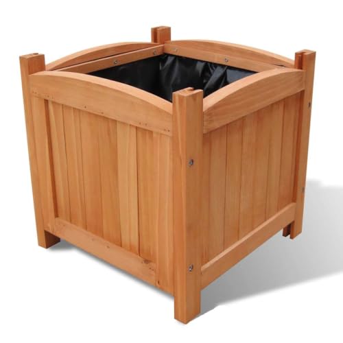 Raised Bed Set of 2, 11.8x11.8x11.8 Inch Planters with PE Lining
