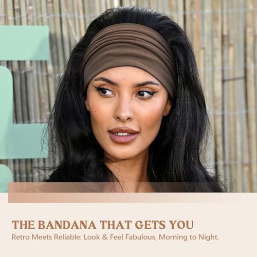 Image of Awumbuk Wide Headbands for Women Knotted No Slip Head Bands Soft Turban Headband Hair Accessories Boho African Solid Color Head Wraps for Women Yoga Workout (Pink)