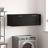 Utilisation optimale de l'espace et design : cette armoire murale de 100 x 36,5 x 35 cm est fabriquée en bois robuste effet chêne noir, offrant un espace de rangement efficace avec 2 étagères et 2 compartiments de rangement. Son design fin maximise l'espace et crée une atmosphère organisée et ouverte dans n'importe quelle pièce.