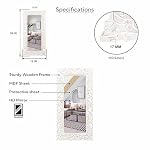 JFY DESIGNS | DOMINICK 18X36 CARVED WOOD MIRROR | RECTANGLE MIRROR FRAME | WALL MOUNTED MIRROR FOR VANITY | CONTEMPORARY, FARMHOUSE & RUSTIC FOR LIVING ROOM, BEDROOM, HALLWAY & ANY SPACE -WHITE MIRROR - Image 3