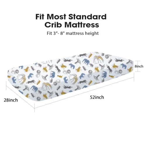 Image of Little Grape Land Crib Sheets 2 Pack, Fitted Crib Sheets 52 inchx28 inchx8 inch | For Standard Crib Mattress, Soft and Comfortable for Boys, Breathable & Easy Care