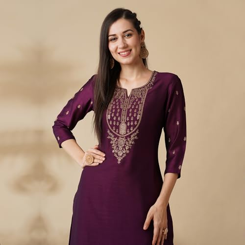 Image of Globus Women Kurta Sets (GS565876 Teal S)