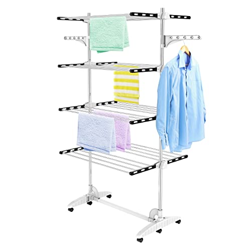 Todeco Séchoir à Linge Pliant à 4 Niveaux, Etendoir à Linge intérieur, Noir
