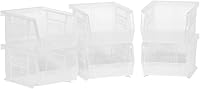 Akro-Mils 30210 AkroBins Clear Stackable Plastic Storage Bins 5-3/8x4-1/8x3 Inch 6-Pack Garage Pantry Craft Organizer