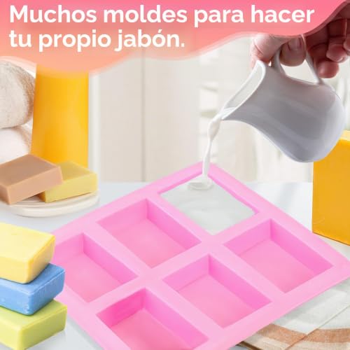 Miniatura 5 de 4 Piezas Moldes Silicona Para Jabones, Moldes Para Jabones Artesanales, Moldes De Jabón De 6 Cavidades, Suministros Para Hacer Jabón Molde Para Jabón Chocolate Galletas Azul Rosa Morado