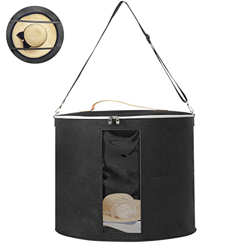 VASZOLA Caja de almacenamiento de sombrero de doble capa con tapa antipolvo y panel frontal transparente, contenedor de juguetes de peluche, plegable y desmontable Cover