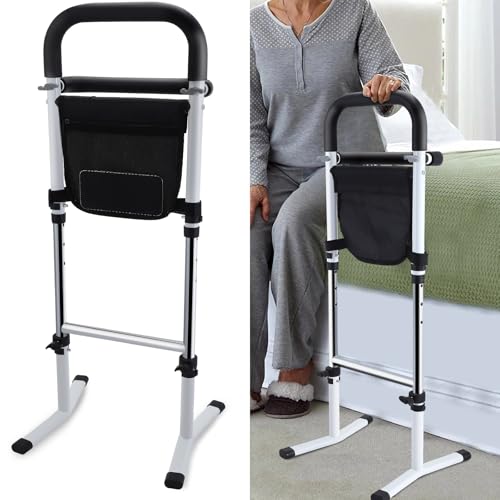 Standing Aid for Seniors, Adjustable Height Walking Aids for The Elderly, Mobility Aids for The Home Bed, Toilet Floor, Sofa, with Storage Pocket