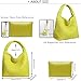 Women Vegan Leather Hand-Woven Tote Handbag Fashion Shoulder Top-handle Bag All-Match Underarm Bag with Purse (Lemon yellow)