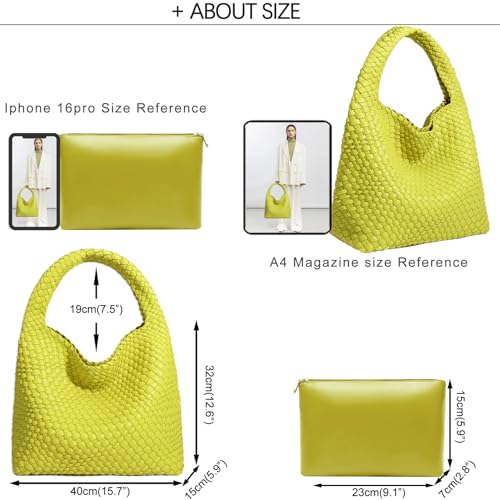 Image of JINMANXUE Woven Tote Bag for Women, Fashion Hobo Handbag, Travel Top-handle Shoulder Bag, Beach Underarm Bag with Purse