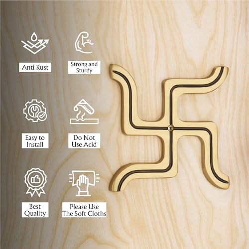Image of COMPASS Brass Home Decorative Decor SWASTIK 卐 Wall Hanging Showpiece Antique | DI SW| Size:- 15 X15 cm | Pack Of 1