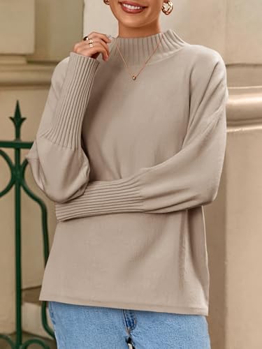 Cicy Bell Womens Mock Neck Sweaters Batwing Long Sleeve Chunky Knit Pullover Oversized Fall Casual Trendy Sweater Tops4