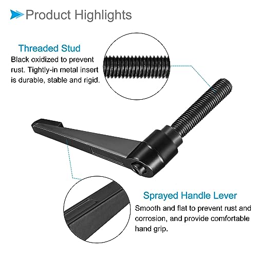 Image of Clamping Lever Handles, M16 x 70mm Male Thread, Adjustable Quick Release Locking Rotating Bolt Knobs Black - (Applications: for Lathe Machinery), 1-Piece