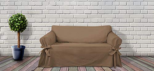 Kit 2 Capas para Sofá 2 e 3 Lugares em Gorgurão Cor Marrom Clara