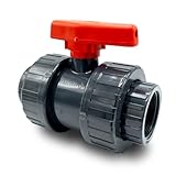 Baumaxxe PVC Kugelhahn 2 Zoll Innengewinde (G2) I Absperrhahn 2-Wege PN10 Verschraubung radial ausbaubar I Für AG-Fittinge Poolverrohrung Teich Aquaristik Entwässerung Bewässerung I bm040