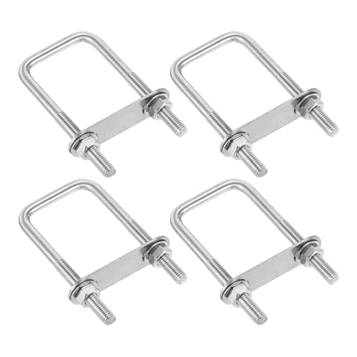 Image of DTGN M8x40x100mm U Bolts Square Kit - 4Set - 304 Stainless Steel U-Bolt Kit with Nuts, Washers, Frame Plate - Good for Pipe, Trailer, Automotive, Leaf Spring Fastener