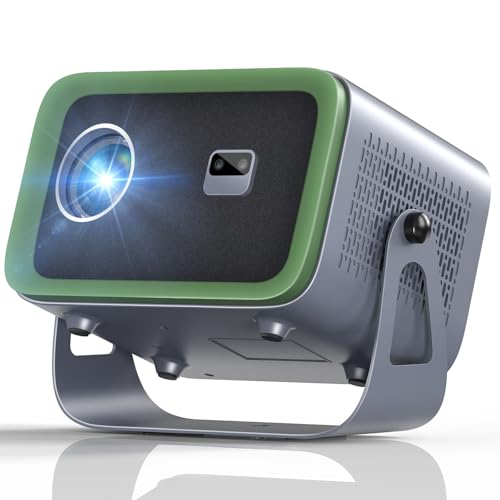 Videoprojektor【Elektrisk fokus/keystone】 360° roterande mini 4K-projektor stöds, 18000L WiFi6 Bluetooth Full HD-projektor 1080P, 50 % zoom bärbar retroprojektor för smartphone/HDMI/TV-pinne