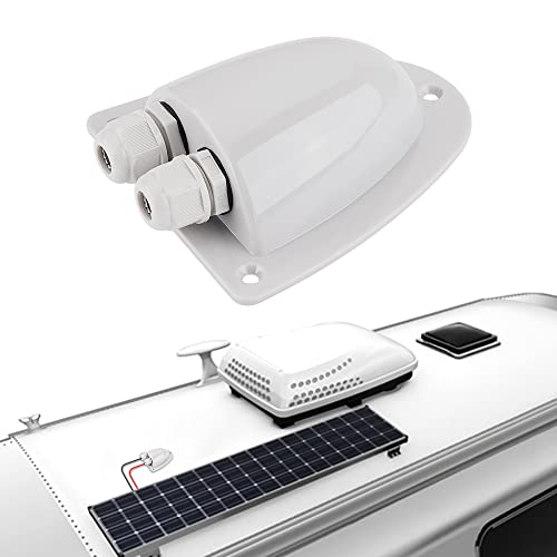Bougerv Solar Weatherproof Double Cable Entry Gland, Cable Through Rv Roof Solar Junction Box Abs Entry Housing For 14Awg To 10Awg Solar Cables For Solar Project On Rv, Campervan, Boat, Van（Gray） #TOP6
